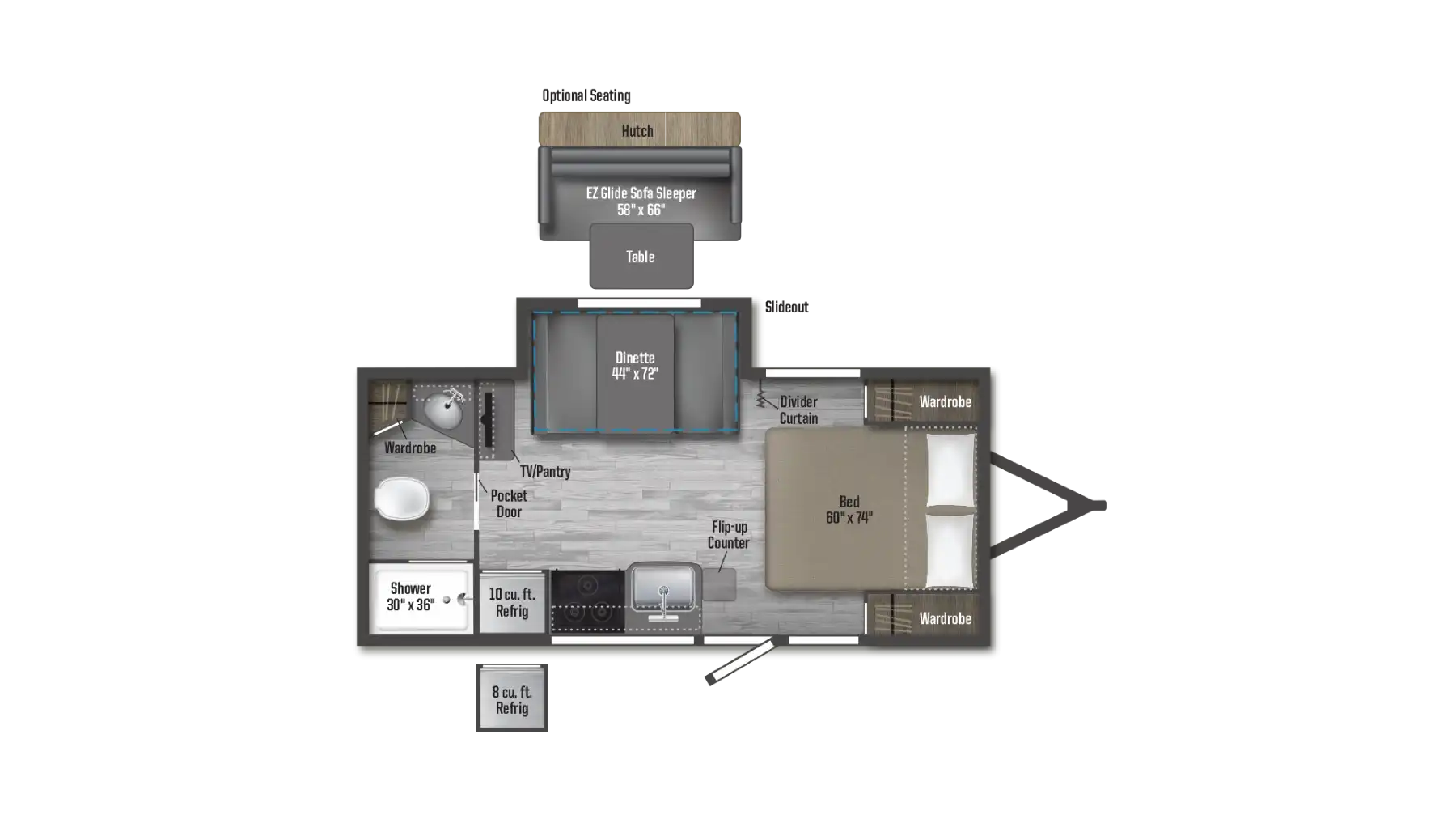 2025 WINNEBAGO MICRO MINNIE 2108FBS — Floor plan