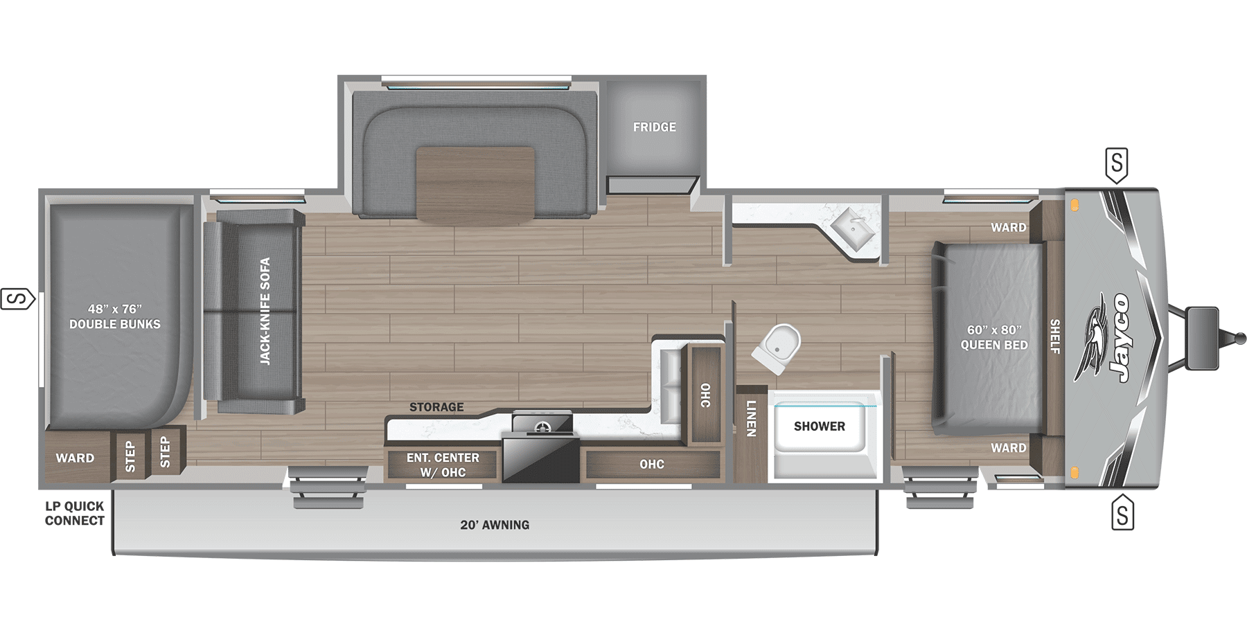2026 JAYCO JAY FLIGHT SLX 287BHSW (ELITE PKG.) — Floor plan