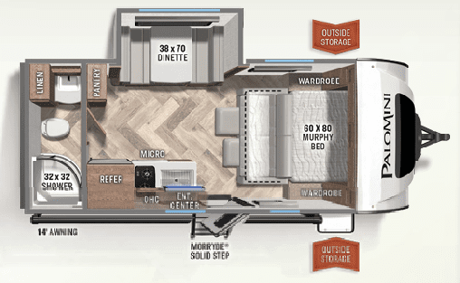 2024 FOREST RIVER PALOMINO 186RBS — Floor plan