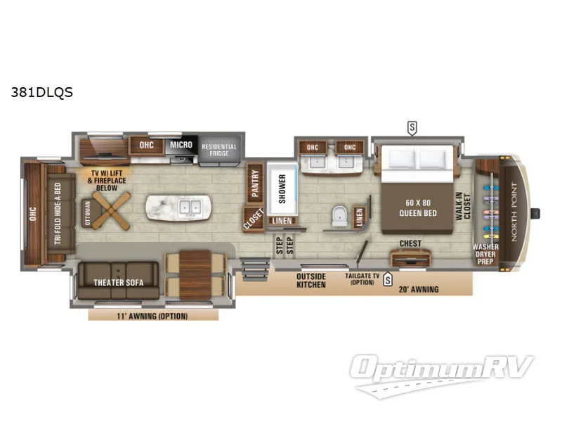 2020 JAYCO NORTH POINT 381DLQS — Floor plan
