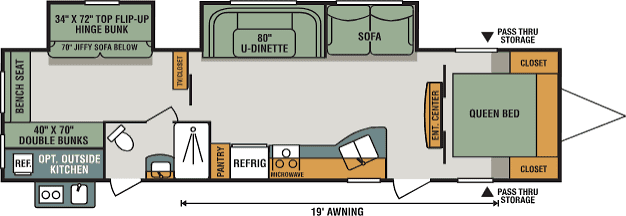 2018 KZ SPORTSMEN 332BHLE — Floor plan